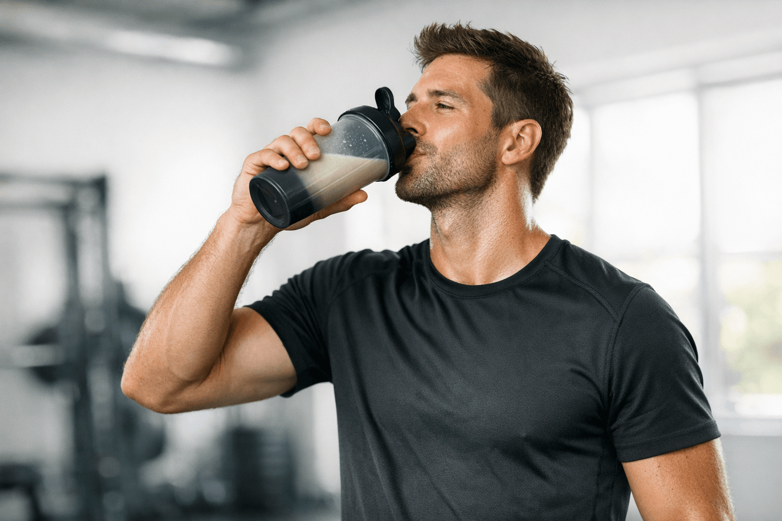 Athlete Drinking Protein Shake